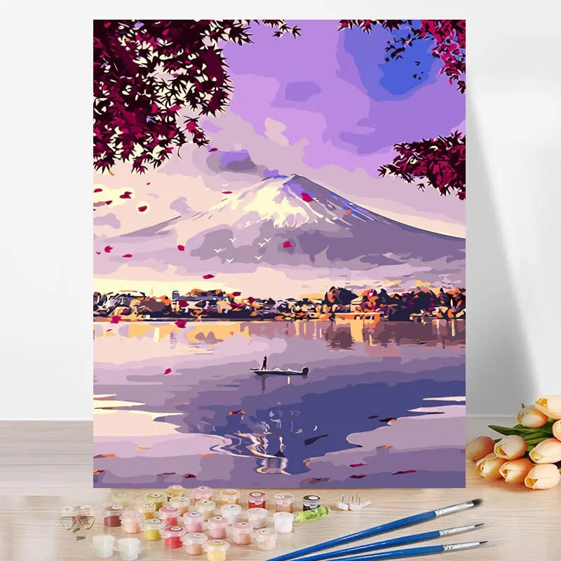 Purple Mountain | Paint By Numbers with kits (Canvas- Brushes-Oil Paint Kit) 40x50cm