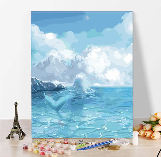 Ocean | Paint By Numbers with kits (Canvas- Brushes-Oil Paint Kit) 40x50cm