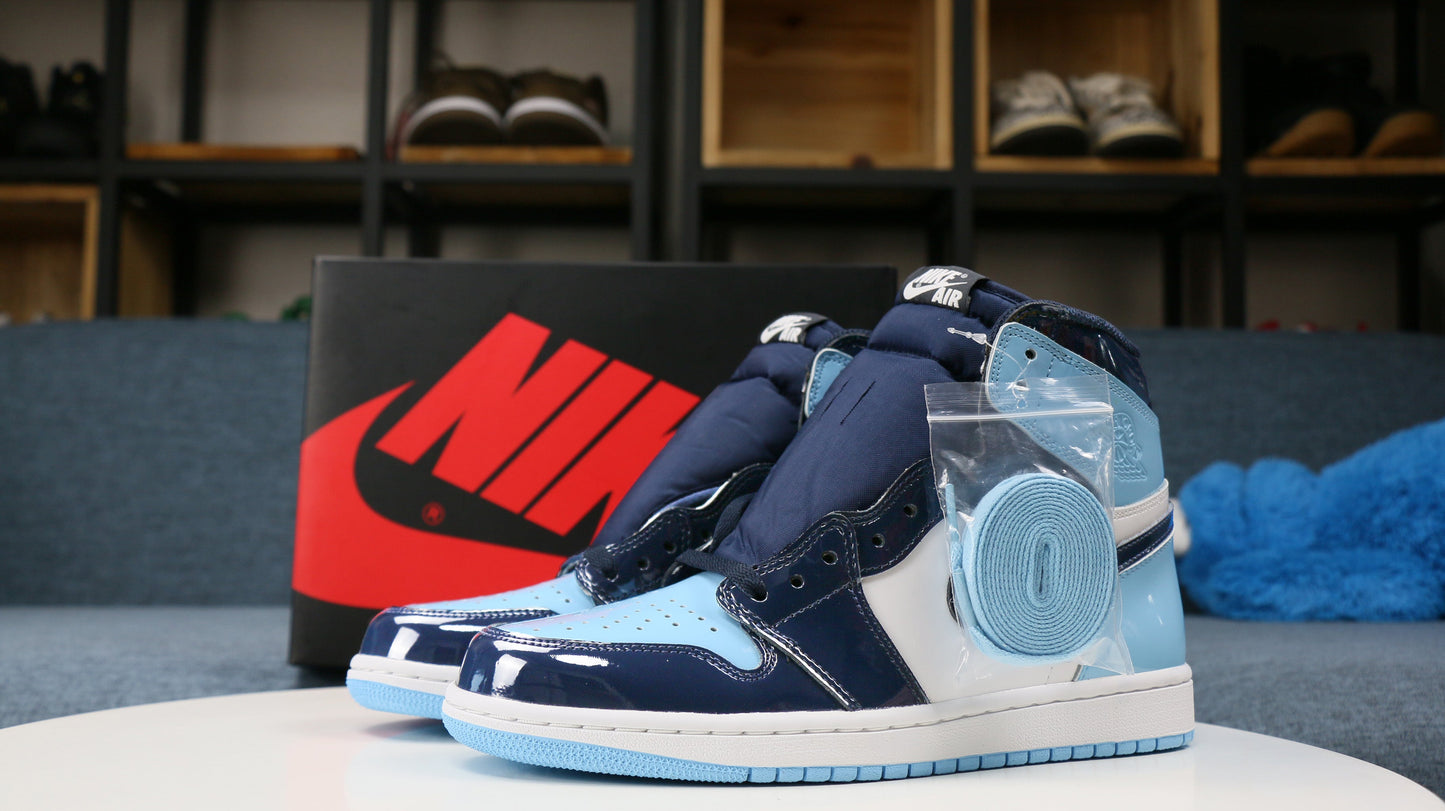 AJ1 HIGH PATENT OBSIDIAN SNEAKER